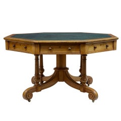 19th Century Antique Oak Octagonal Center Table
