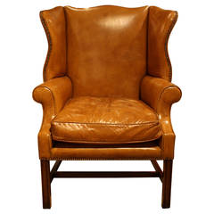 Sudbury Wing Chair in Light Tan Leather