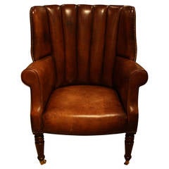 Selkirk Wing Chair in Dark Tan Leather