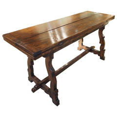 Spanish Oak Table with Drawer, circa 1950