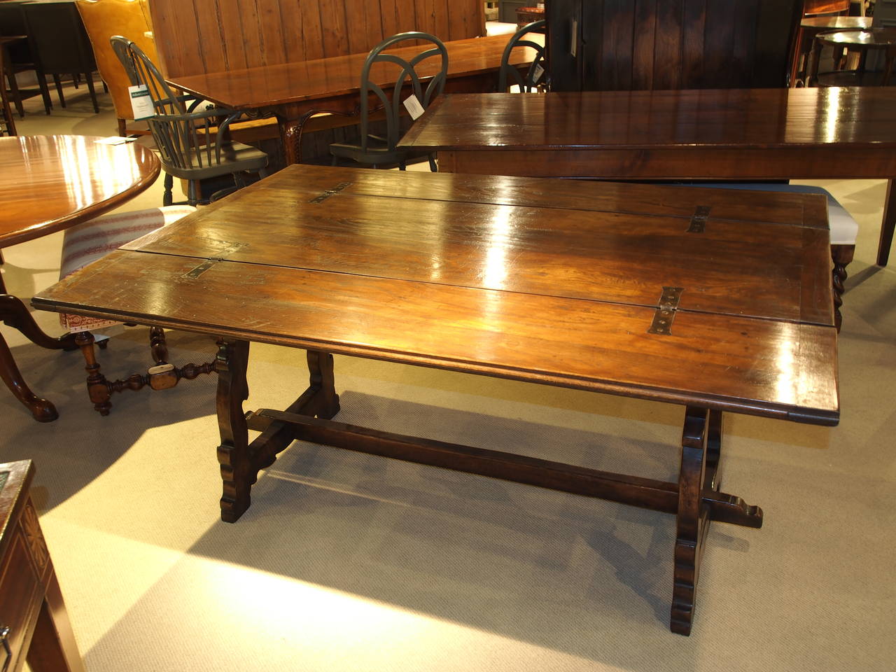 Spanish Colonial Spanish Oak Table with Drawer, circa 1950