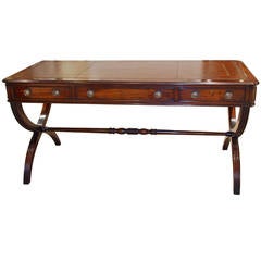 Regency X-Leg Writing Table in Medium Mahogany