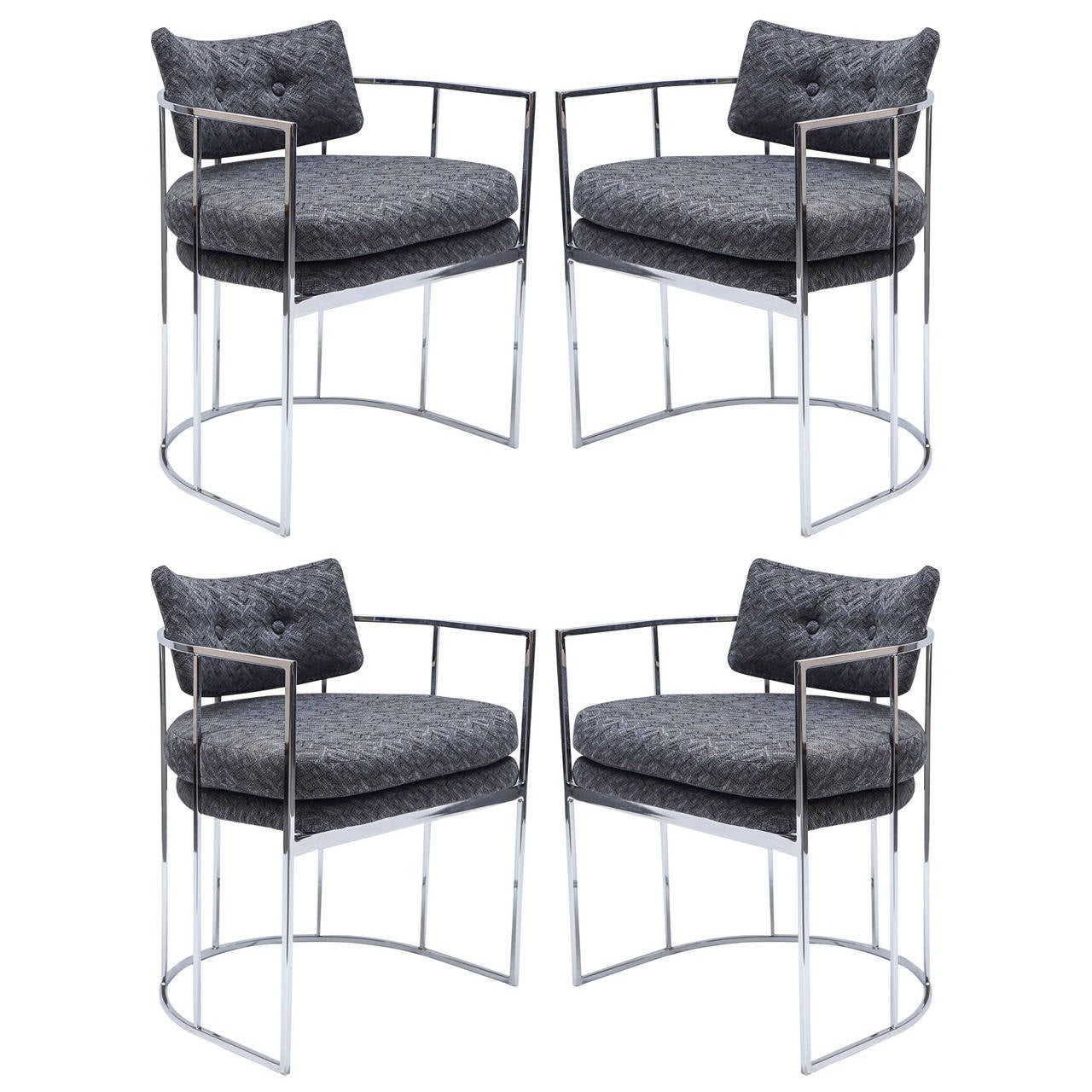 Four Chrome Milo Baughman Dining Chairs For Sale