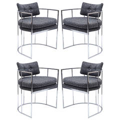 Four Chrome Milo Baughman Dining Chairs
