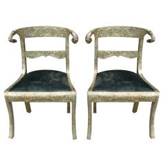 Brass Horse Head "Wedding Chairs" 2 brass finish and 2 silver