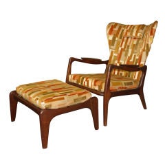 Danish Arm Chair with Ottoman