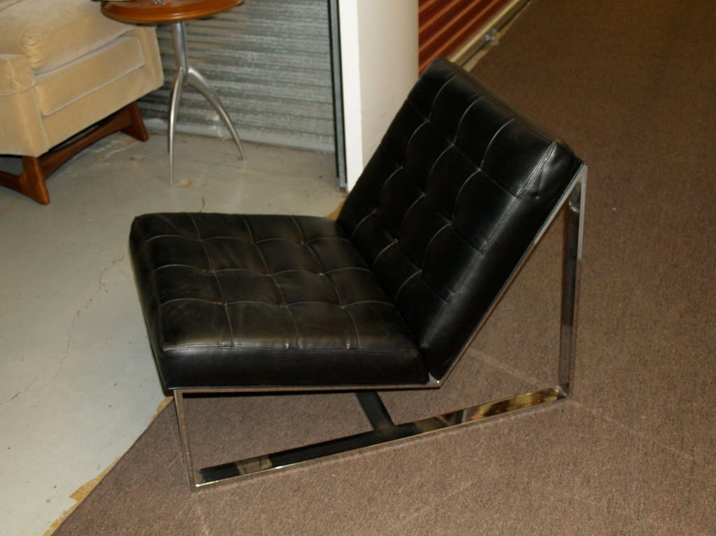 American Milo Baughman Chrome Slipper Chair For Sale