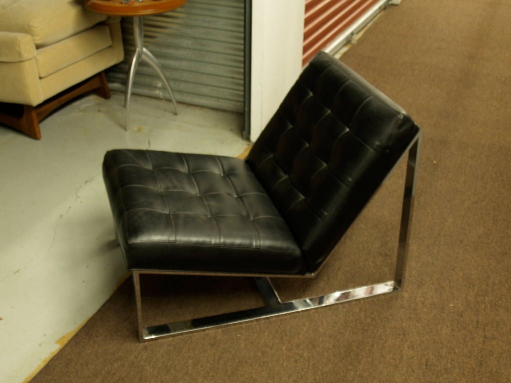 Milo Baughman Chrome Slipper Chair In Excellent Condition For Sale In Canaan, CT