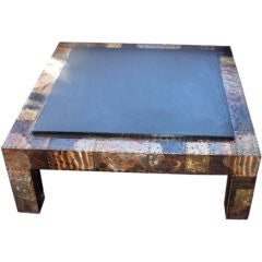 Paul Evans brutal patchwork studio coffee table with slate top