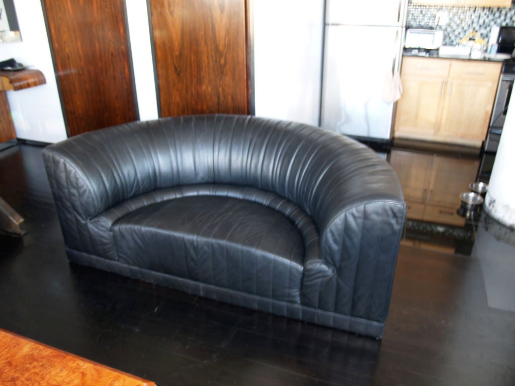 American vintage Maurice Villency cresent leather sofa
