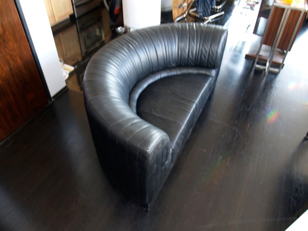 vintage Maurice Villency cresent leather sofa 2