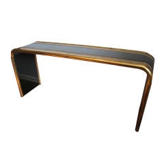 acid etched brass waterfall console Bernard Rohne for Mastercraft
