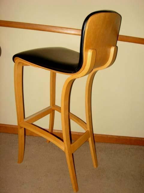 Plywood 1980's mid century Plycraft barstools by Lou App, 3