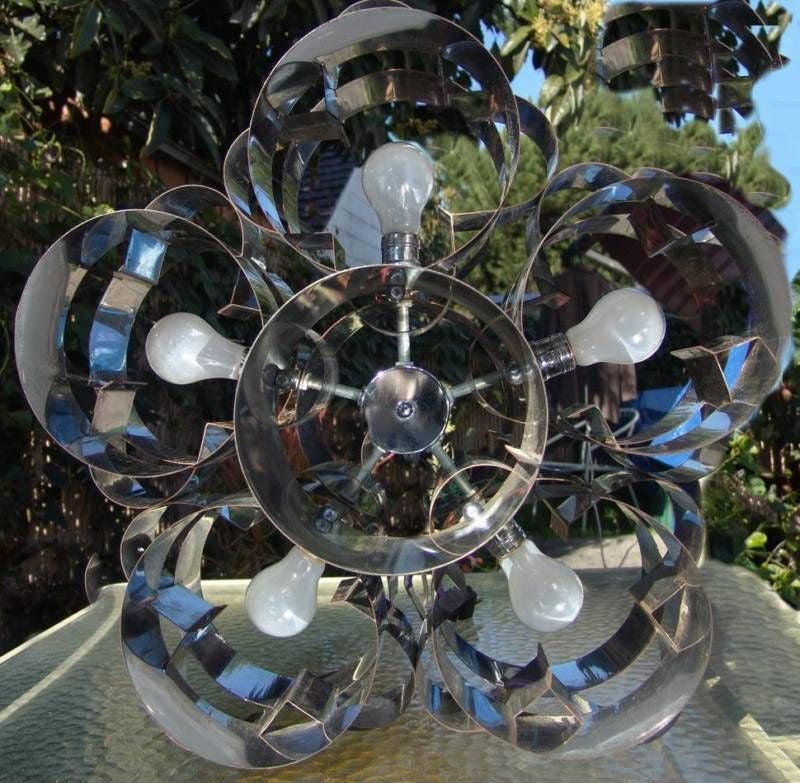 mid century 70's C Jere chrome chandelier In Excellent Condition In Canaan, CT