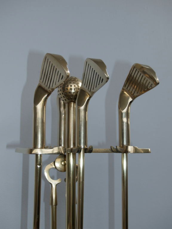 Brass brass golf lynx firetools set For Sale