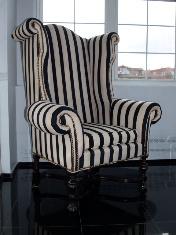 a pair of Mammoth Size wing chairs 1