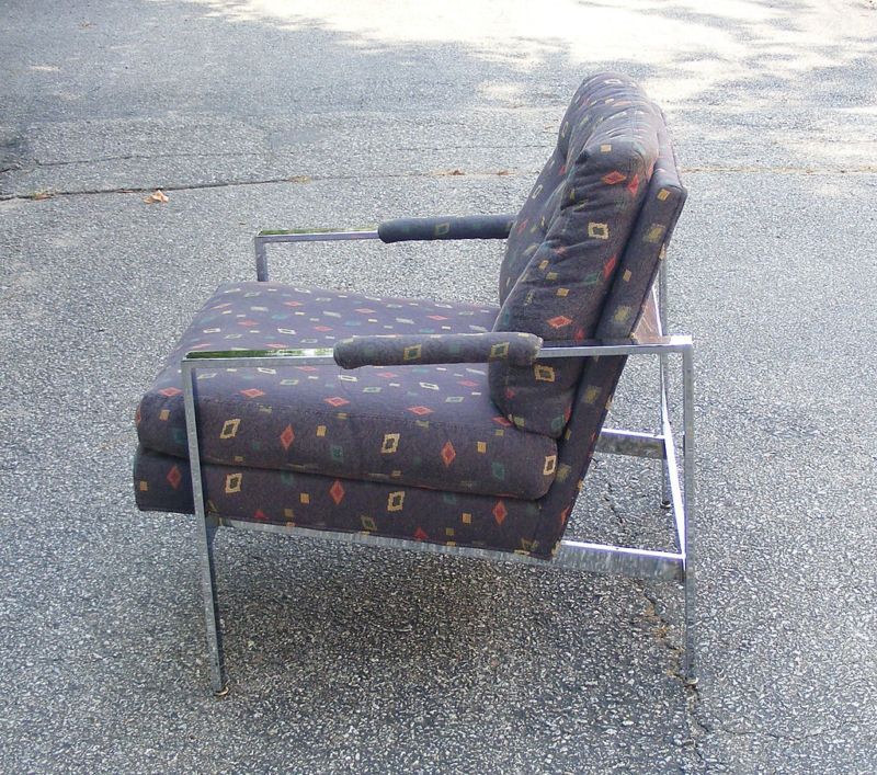 American a pair of 1970's Milo Baughman chrome arm chairs (2) For Sale