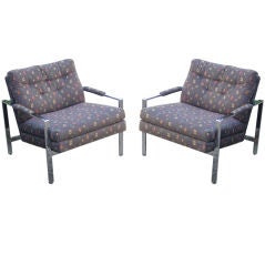 a pair of 1970's Milo Baughman chrome arm chairs (2)