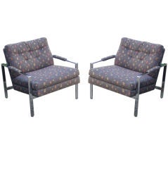 a pair of 1970's Milo Baughman chrome arm chairs (2)