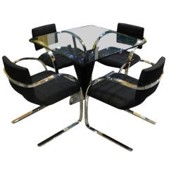 Brueton vintage polished steel table and chairs dining set 11