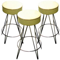 Vintage 3 industrial barstools with swivel seats