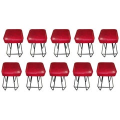 10 heavy duty industrial 1960s iron hairpin bar stools