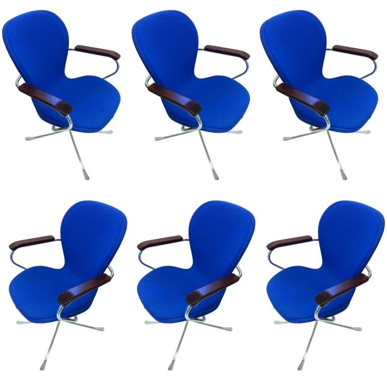 6 mid century modern ion chairs by Gideon Kramer For Sale