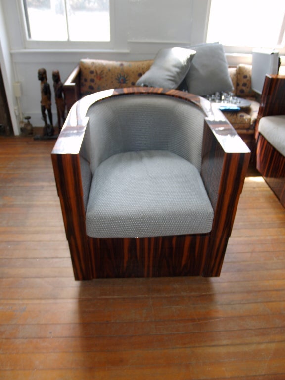 American Macassar Normandy deco swivel tub chair for Pace Collection