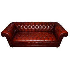 Vintage ox blood leather chesterfield sofa