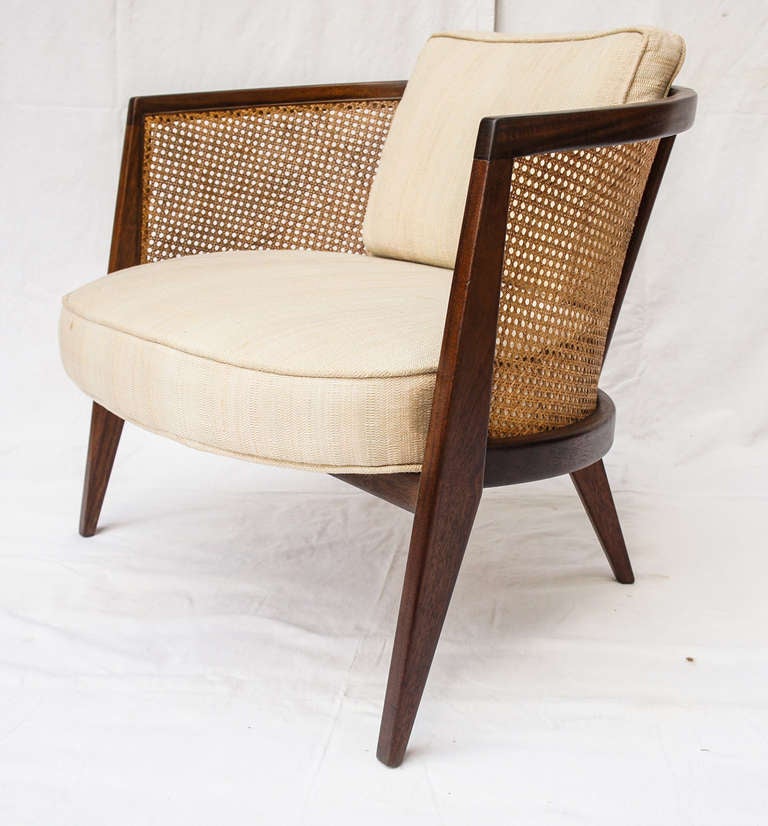 Mid-20th Century pair of mid century Harvey Probber Walnut And Cane hoop chairs
