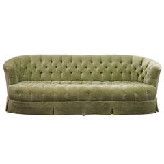 hollywood regency chesterfield Mint Green Velvet Tufted Sofa