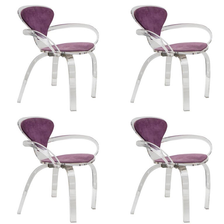 set of 4 Lucite pretzel chairs, after Cherner     (available as single or pair) For Sale