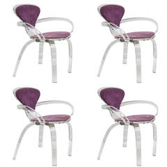 set of 4 Lucite pretzel chairs, after Cherner (available as single or pair)