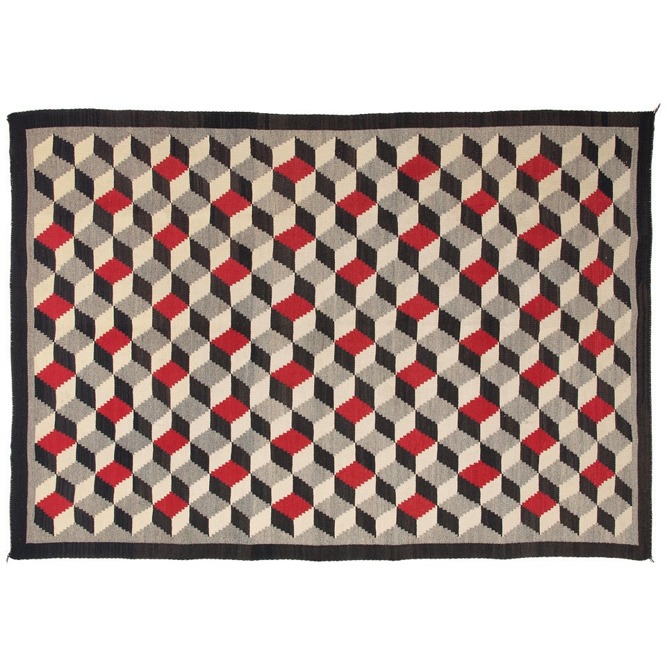 Vintage Optical Rug, Navajo, circa 1935