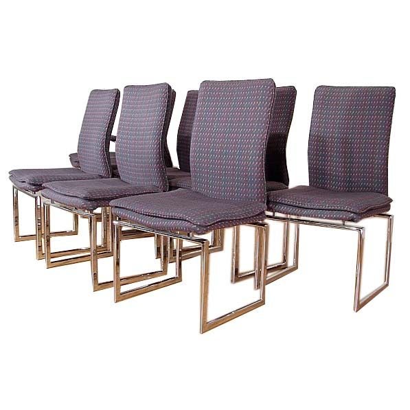 Set of Eight Chrome Dining Chairs for Pieff of England, After Baughman For Sale