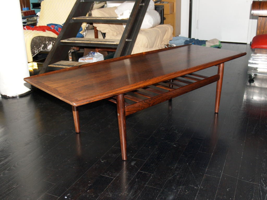 Brass Danish Rosewood Table by Grete Jalk For Sale