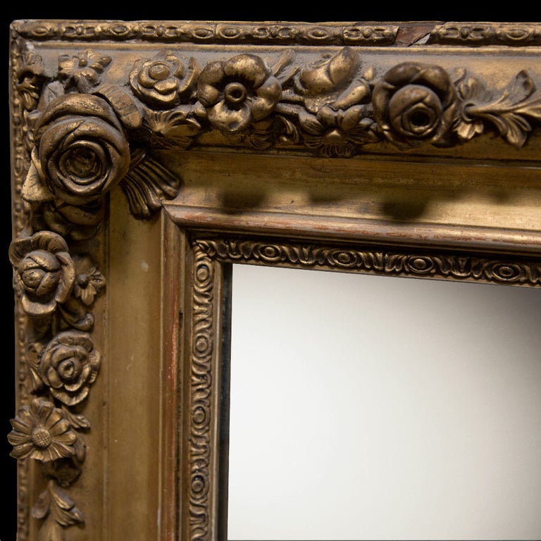 English Rectangular Gold Gilded Mirror