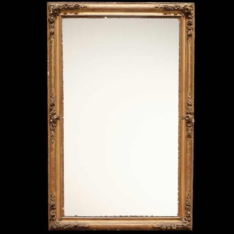 19th Century Rectangular Gold Gilded Mirror