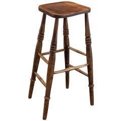 Antique Tall Wooden Work Stool