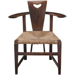 Antique George Walton Ash and Rush-Seat Abingwood Elbow Chair, circa 1897