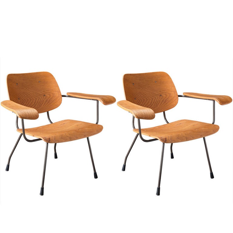 Pair of Tjerk Reijenga Model 8000 Lounge Chairs, Netherlands, circa 1962