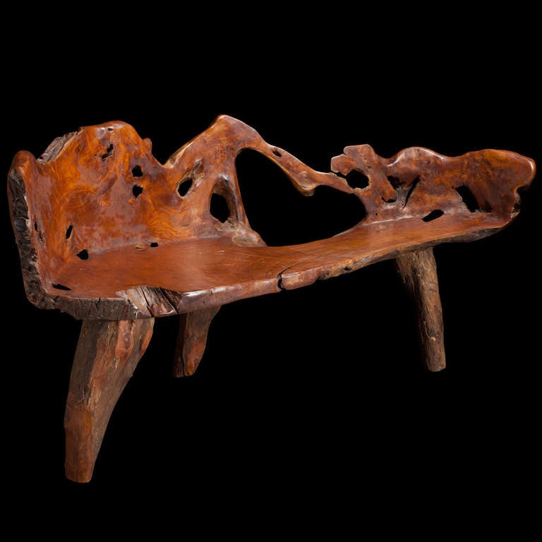 Primitive Burl Root Bench