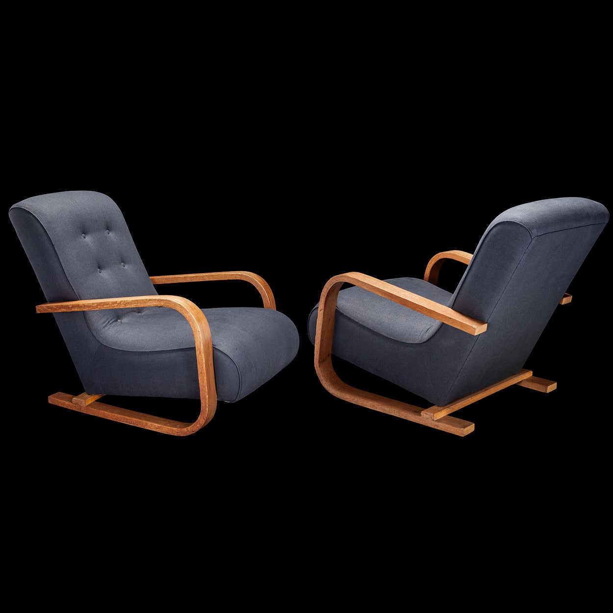 Pair of Bentwood Modernist Armchairs In Fair Condition In Culver City, CA