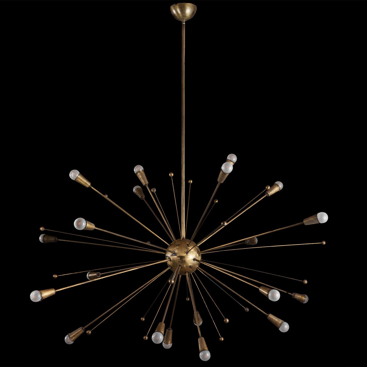 An exquisite example of a sputnik chandelier, made exclusively in brass. 

Manufactured in France circa 1960.