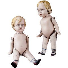 Bisque Pair of Handpainted Dolls 