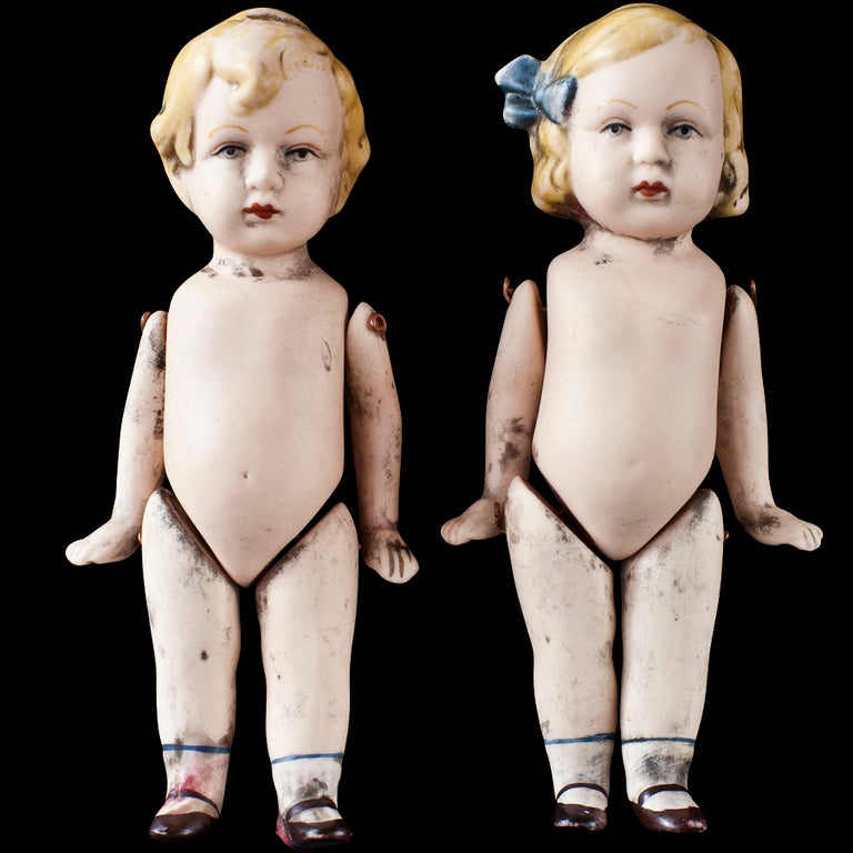 Unique boy and girl bisque dolls, wonderful expression and form    