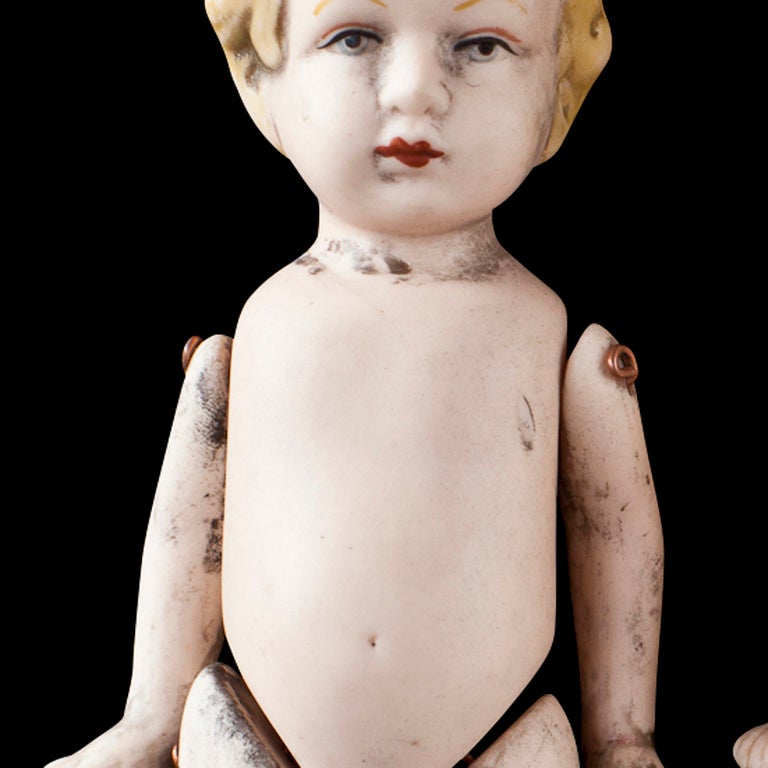 19th Century Bisque Pair of Handpainted Dolls 