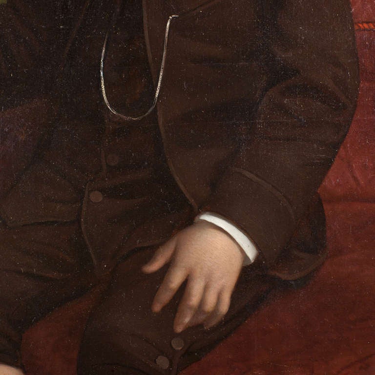 French Oil Painting of a Young Boy