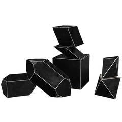 Set of Seven Black Bakelite Forms, France, circa 1920 Set of Seven Black Bakelite Forms, France, circa 1920