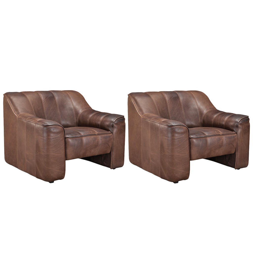Pair of de Sede DS-44 Leather Club Chairs